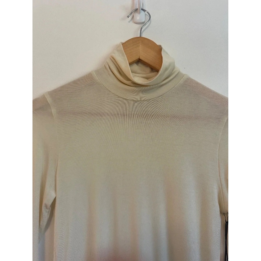 NWT Agolde Pascale Cream Ribbed Long Sleeve Turtleneck Top in Oatmilk | Small - Picture 9 of 13